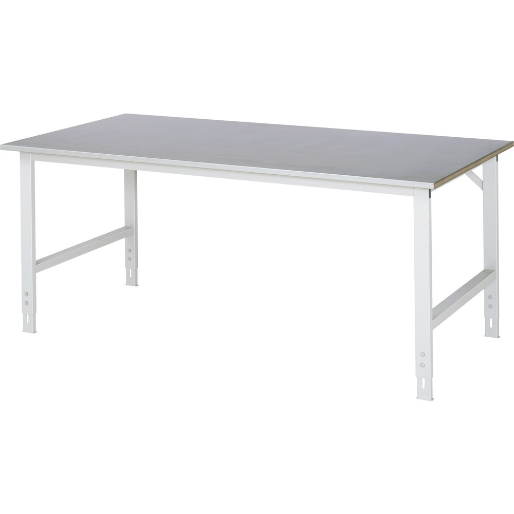 Illustration du produit: RAU Table pour poste de travail réglable en hauteur série TOM, HxlxP 760-1 080 x 2 000 x 1 000 mm, plan de travail recouvert de tôle d’acier