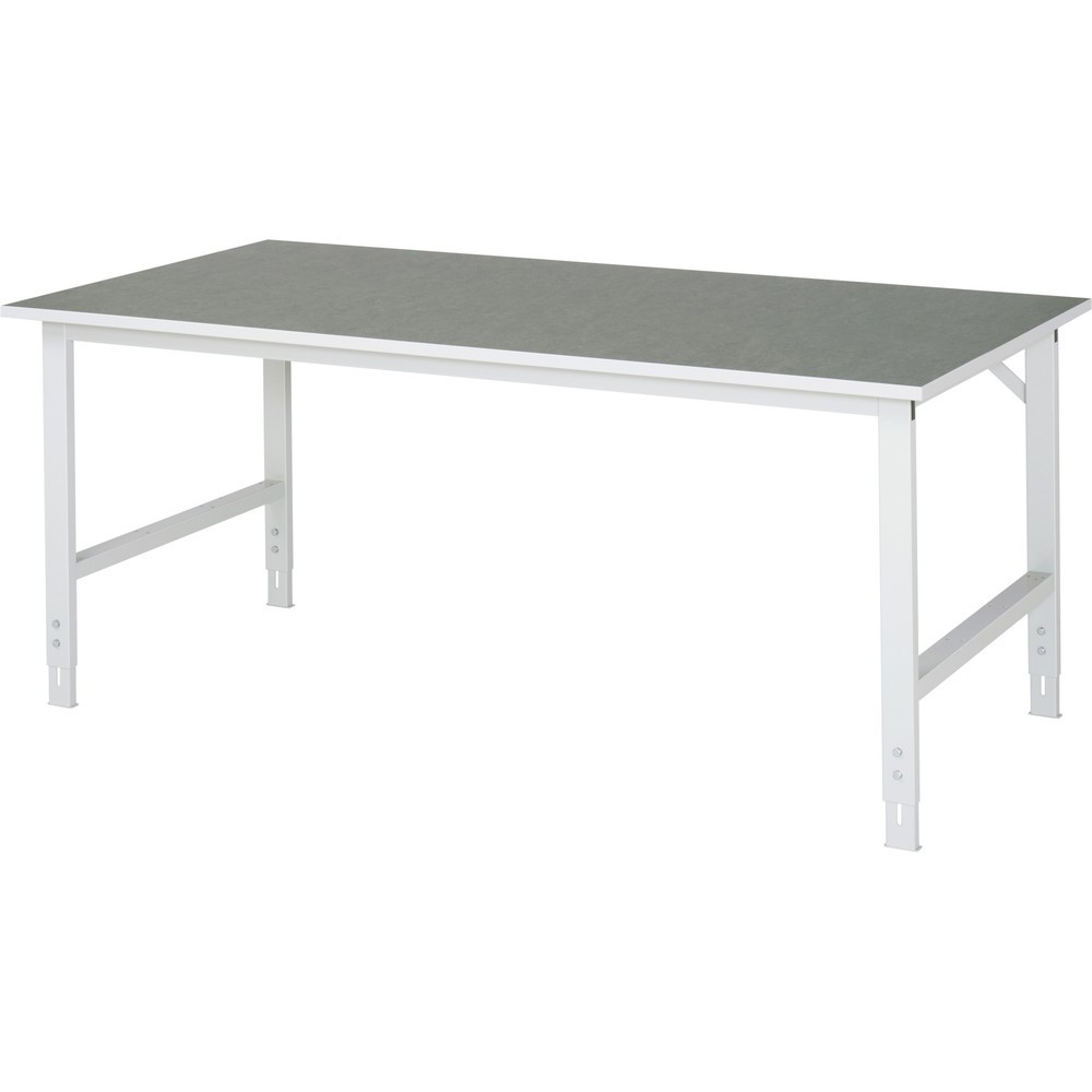 Immagine del prodotto: RAU Tavolo da lavoro regolabile in altezza Serie TOM, HxLxP 760-1.080 x 2.000 x 1.000 mm, piano di lavoro in linoleum/con rivestimento universale