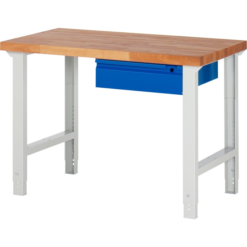 Produktabbildung Nr. 1: RAU Werkbank Serie 7000, HxBxT 790-1.140 x 1.250 x 700 mm, 1 Schublade, integrierte Griffleiste