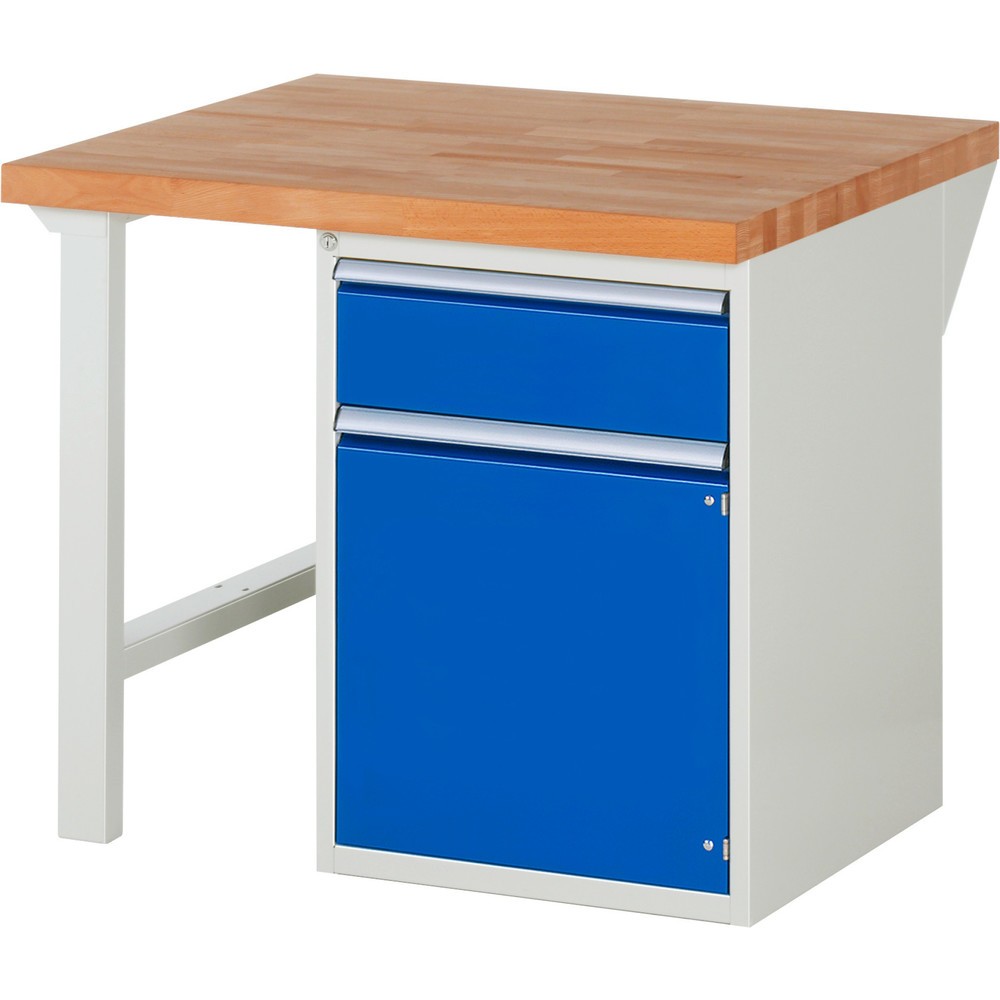 Produktabbildung Nr. 1: RAU Werkbank Serie 7000, 1 Container, HxBxT 890 x 1.000 x 900 mm, 1 x 90%-Auszug-Schublade, 1 Flügeltür, 1 Fachboden