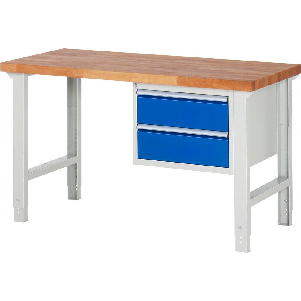 Produktabbildung Nr. 1: RAU Werkbank Serie 7000, 1 Container, HxBxT 790-1.140 x 1.500 x 700 mm, 2 x 100%-Auszug-Schubladen 2 x 180 mm