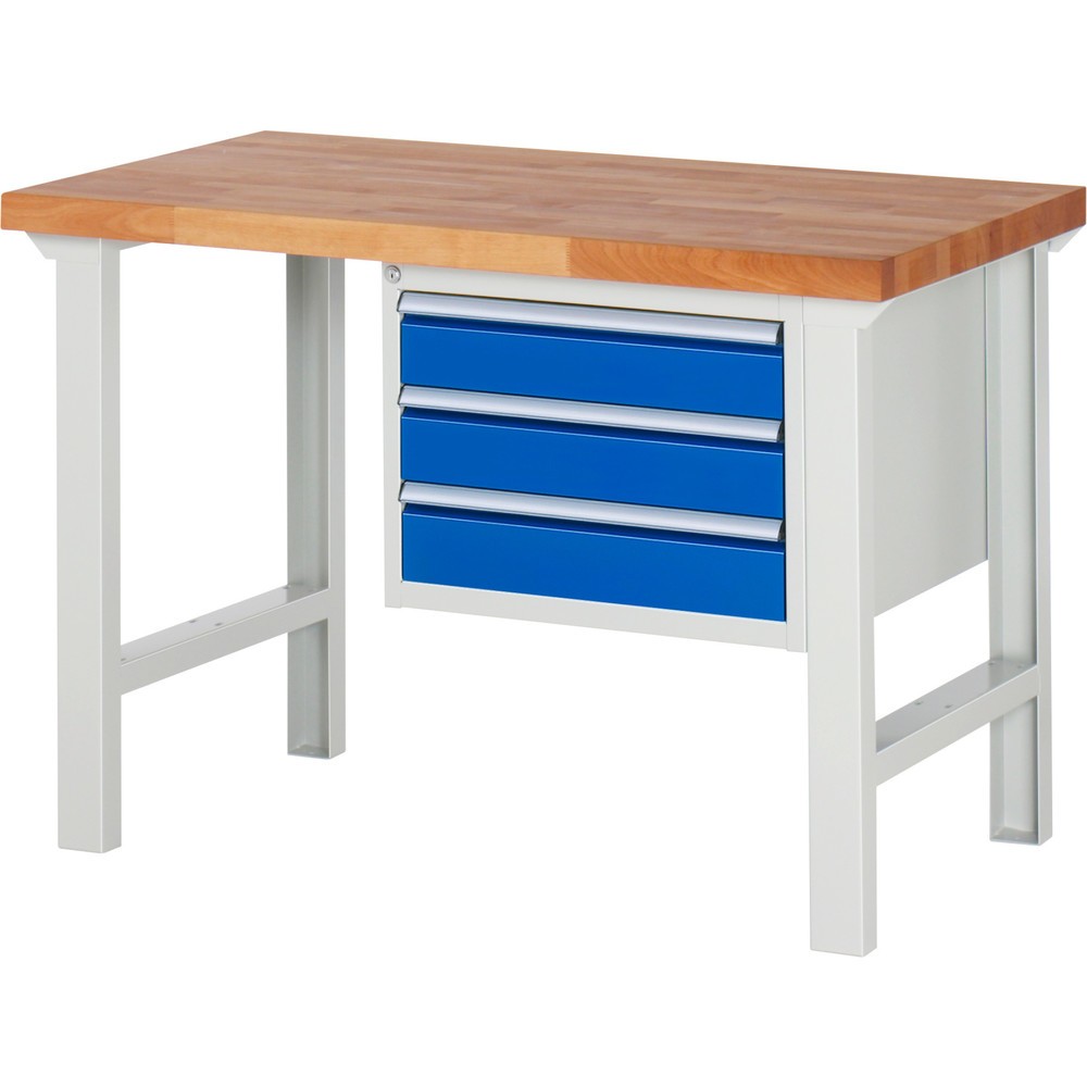 Produktabbildung Nr. 1: RAU Werkbank Serie 7000, 1 Container, HxBxT 840 x 1.250 x 700 mm, 3 x 100%-Auszug-Schubladen 3 x 120 mm, Schubladen-TK 100 kg