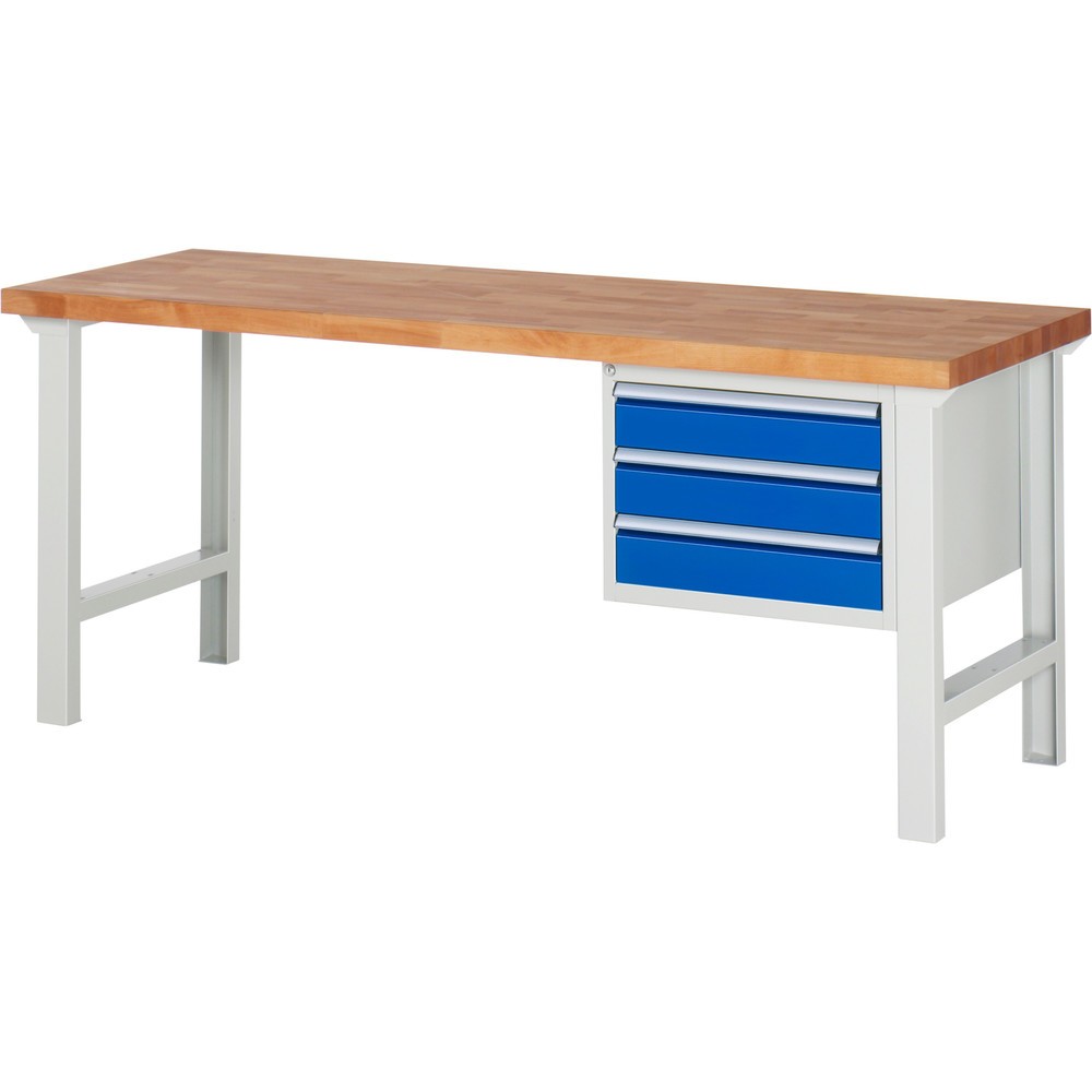 Produktabbildung Nr. 1: RAU Werkbank Serie 7000, 1 Container, HxBxT 840 x 2.000 x 700 mm, 3 x 100%-Auszug-Schubladen 3 x 120 mm, Schubladen-TK 100 kg