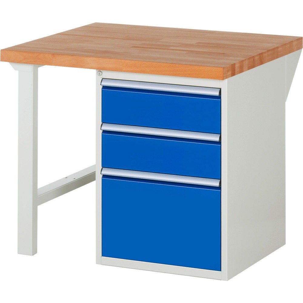 Produktabbildung: RAU Werkbank Serie 7000, 1 Container, HxBxT 890 x 1.000 x 900 mm, 3 x 90%-Auszug-Schubladen 2 x 180, 1 x 360 mm, Schubladen-TK 100 kg