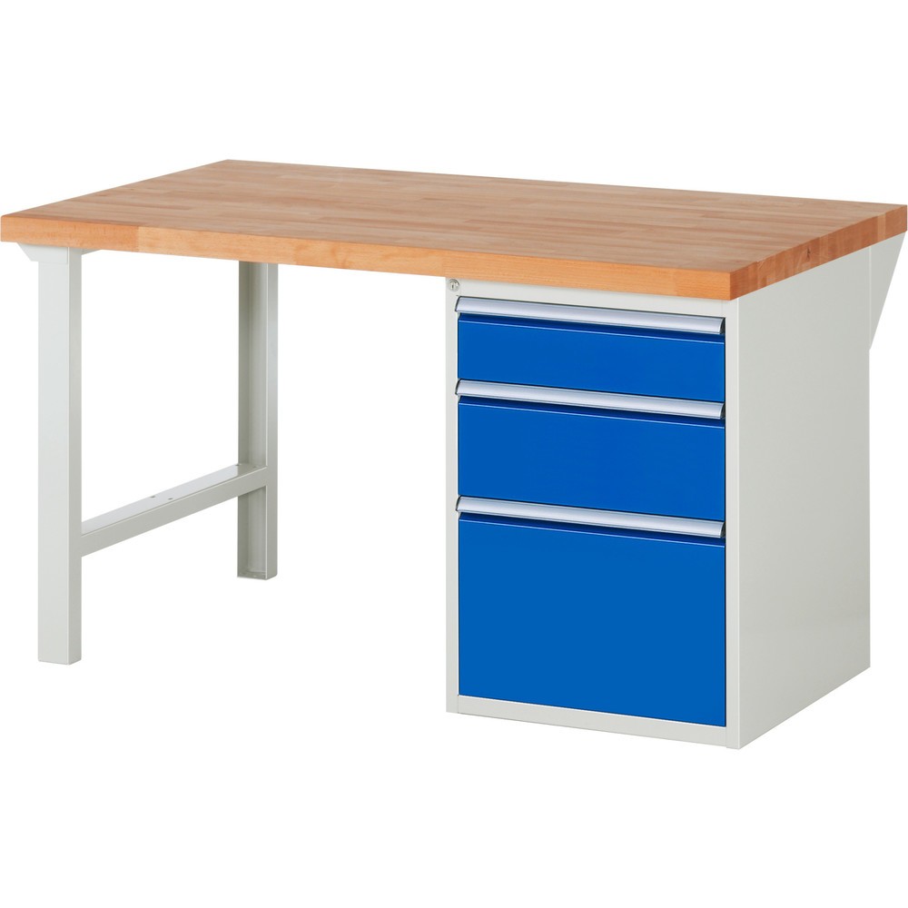 Produktabbildung Nr. 1: RAU Werkbank Serie 7000, 1 Container, HxBxT 890 x 1.500 x 900 mm, 3 x 100%-Auszug-Schubladen 1 x 150, 1 x 210, 1 x 360 mm, Schubladen-TK 100 kg