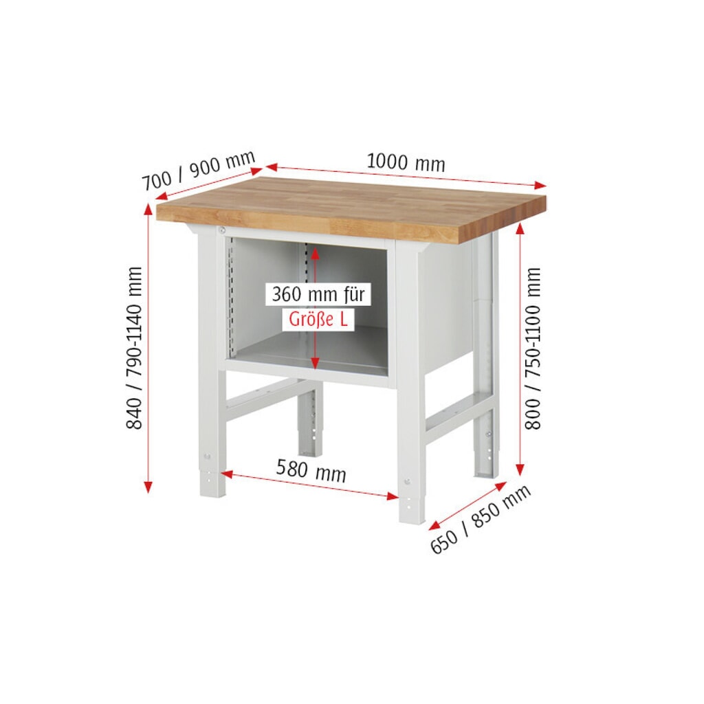 RAU Werkbank Serie 7000, 1 Container, HxBxT 840 x 1.000 x 900 mm, 3 x 90%-Auszug-Schubladen 1 x 60, 1 x 120, 1 x 180 mm, Schubladen-TK 100 kg Produktabbildung Nr. 5: RAU Werkbank Serie 7000, 1 Container, HxBxT 840 x 1.000 x 900 mm, 3 x 90%-Auszug-Schubladen 1 x 60, 1 x 120, 1 x 180 mm, Schubladen-TK 100 kg