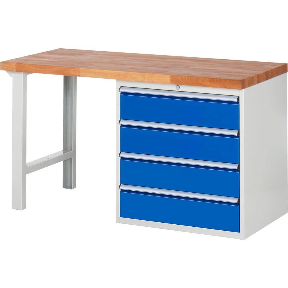 Produktabbildung Nr. 1: RAU Werkbank Serie 7000, 1 Container, HxBxT 890 x 1.500 x 700 mm, 4 x 90%-Auszug-Schubladen 4 x 180 mm, Schubladen-TK 75 kg