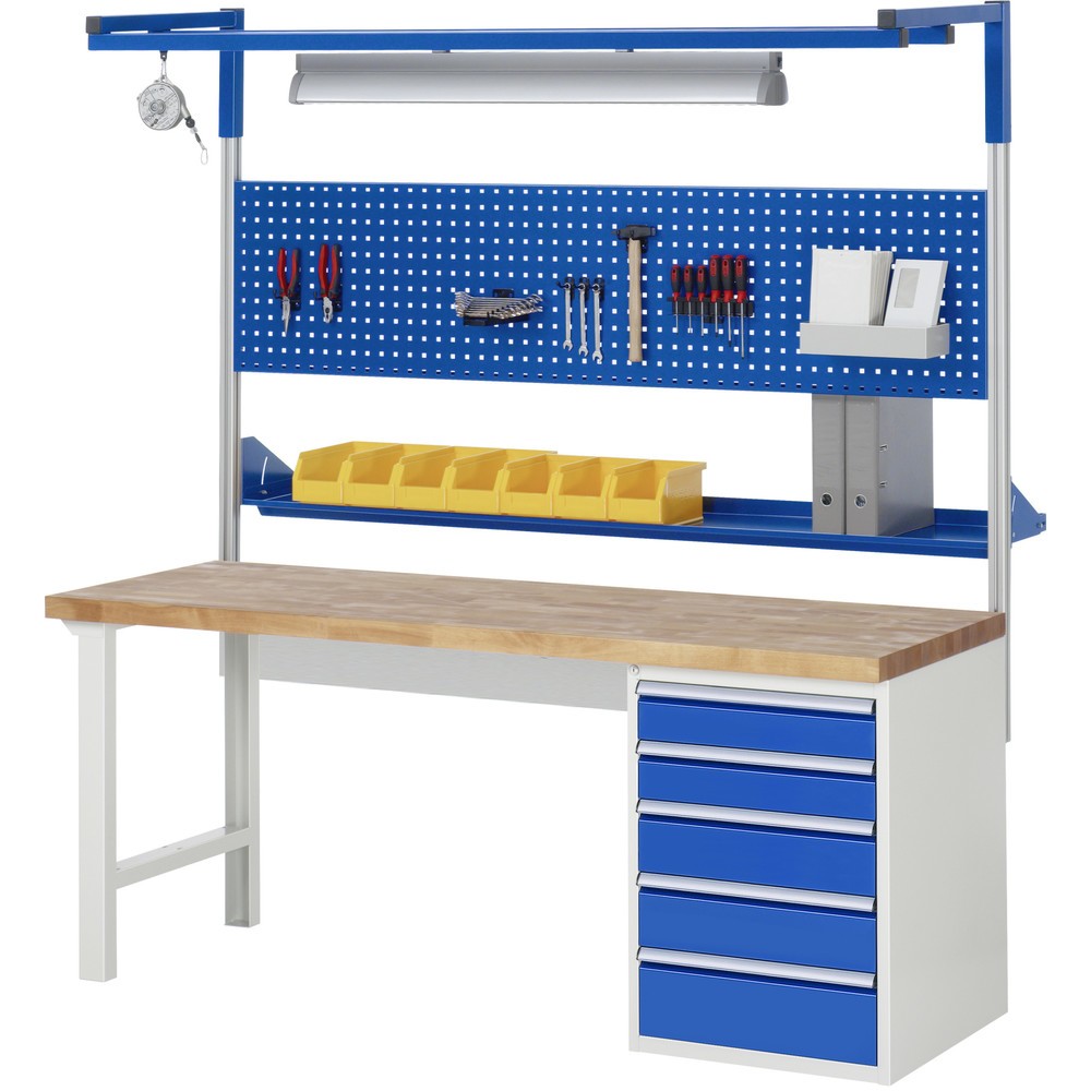 Produktabbildung Nr. 6: RAU Werkbank Serie 7000, 1 Container, HxBxT 890 x 2.000 x 700 mm, 6 x 90%-Auszug-Schubladen 6 x 120 mm, Schubladen-TK 100 kg