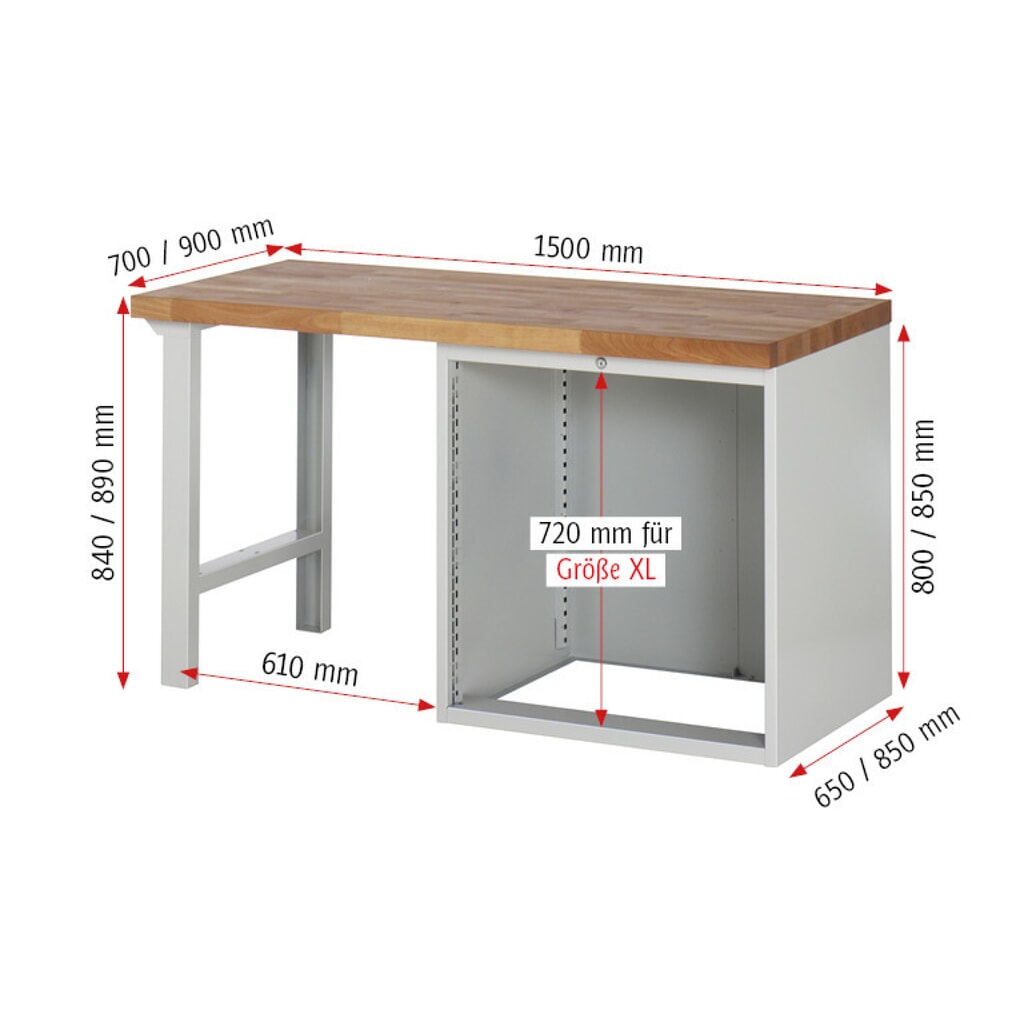 RAU Werkbank Serie 7000, 1 Container, HxBxT 890 x 1.500 x 900 mm, 5 x 90%-Auszug-Schubladen 2 x 120, 2 x 150, 1 x 180 mm, Schubladen-TK 75 kg Produktabbildung Nr. 6: RAU Werkbank Serie 7000, 1 Container, HxBxT 890 x 1.500 x 900 mm, 5 x 90%-Auszug-Schubladen 2 x 120, 2 x 150, 1 x 180 mm, Schubladen-TK 75 kg