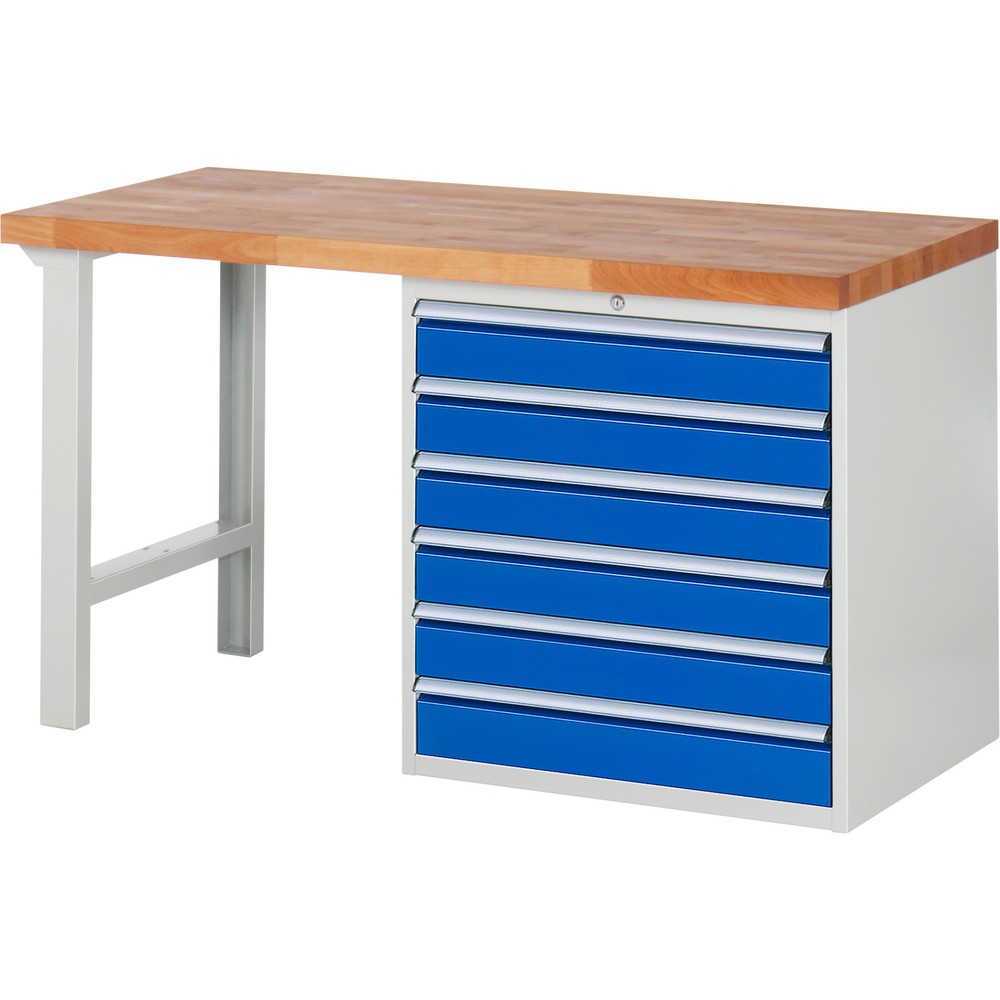 Produktabbildung Nr. 1: RAU Werkbank Serie 7000, 1 Container, HxBxT 840 x 1.500 x 700 mm, 6 x 90%-Auszug-Schubladen 6 x 120 mm, Schubladen-TK 100 kg