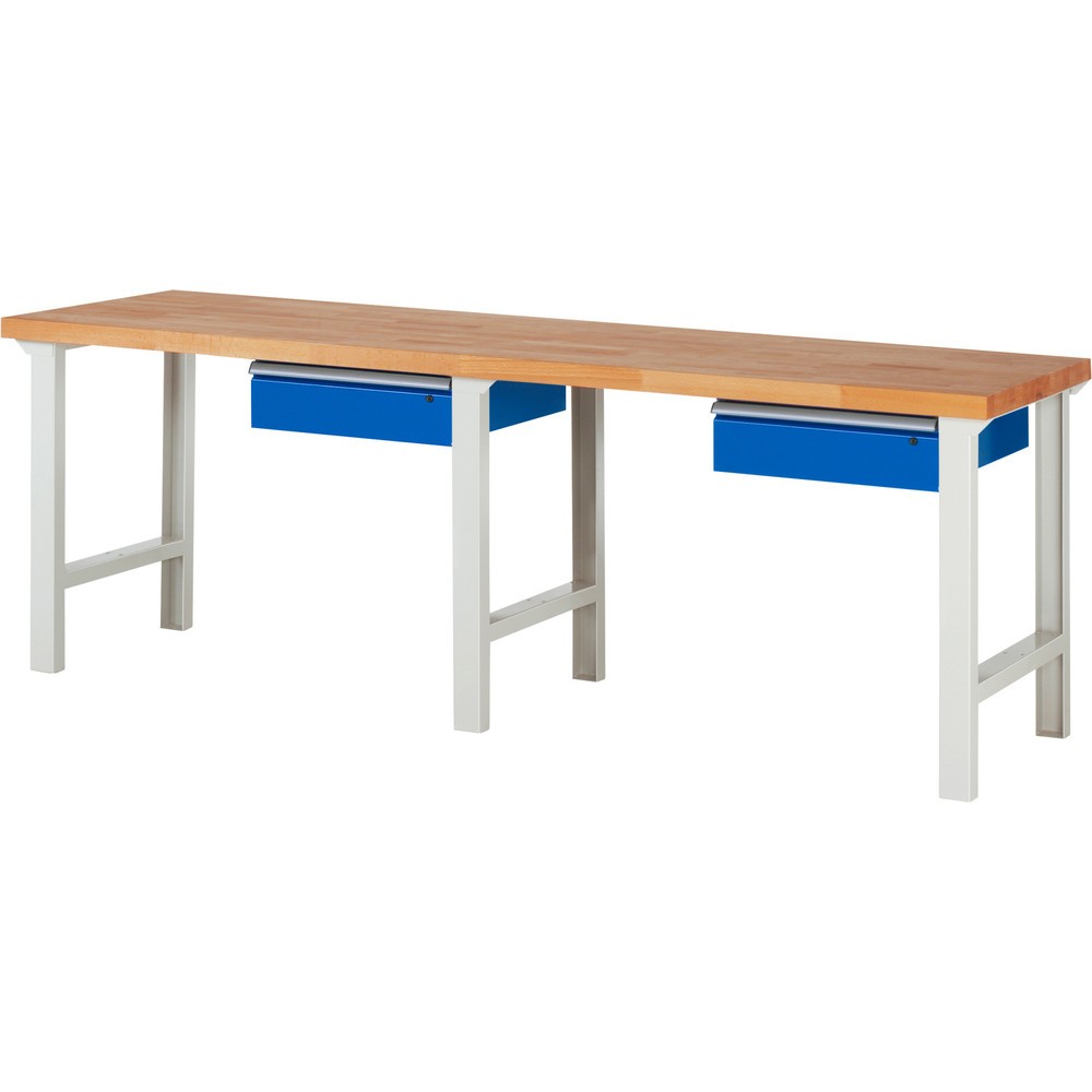 Produktabbildung: RAU Werkbank Serie 7000, HxBxT 840 x 2.500 x 700 mm, 2 Schubladen 2 x 150 mm