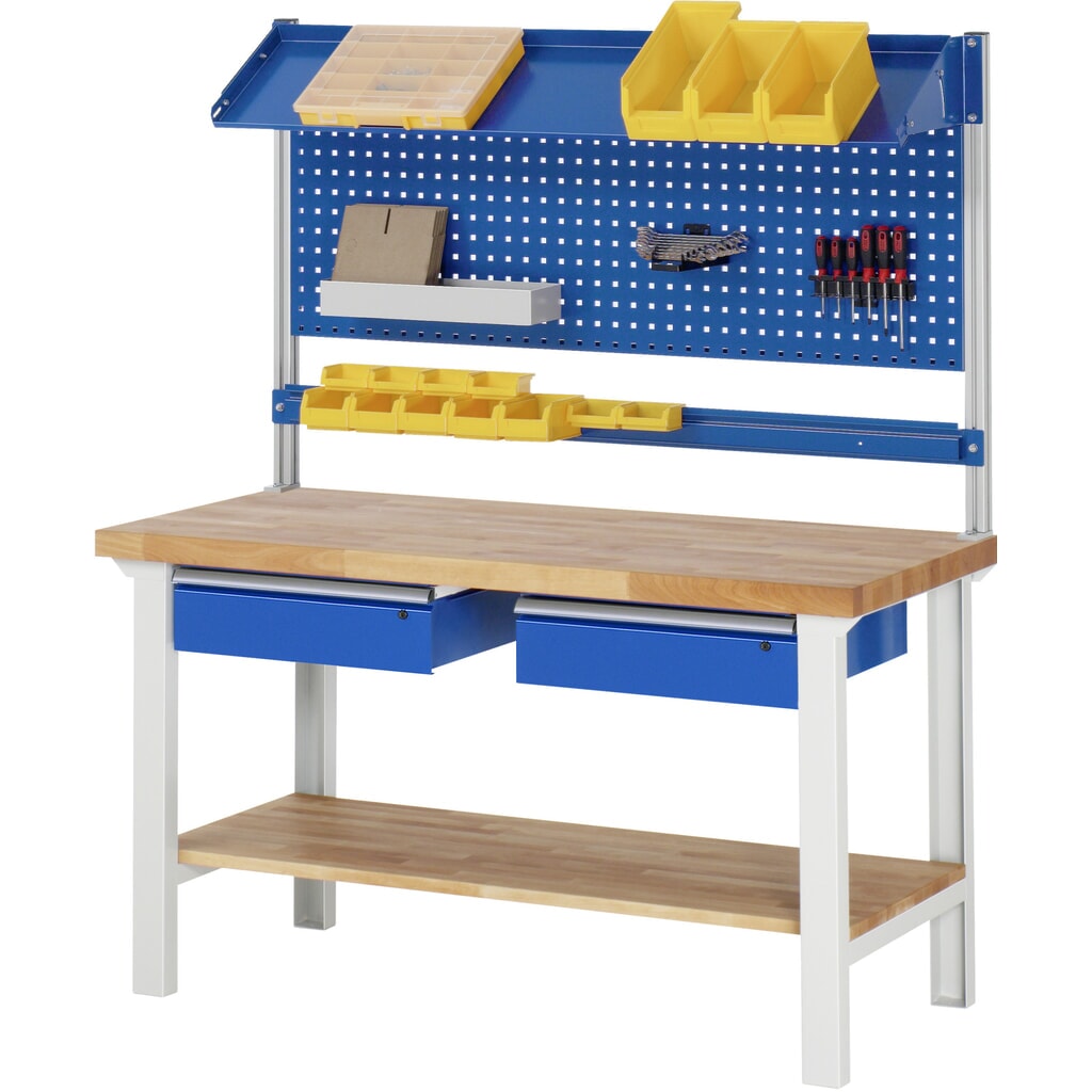 Produktabbildung Nr. 5: RAU Werkbank Serie 7000, 1 Buche-Massiv-Ablageboden, HxBxT 840 x 1.500 x 900 mm, 1 Schublade 1 x 150 mm