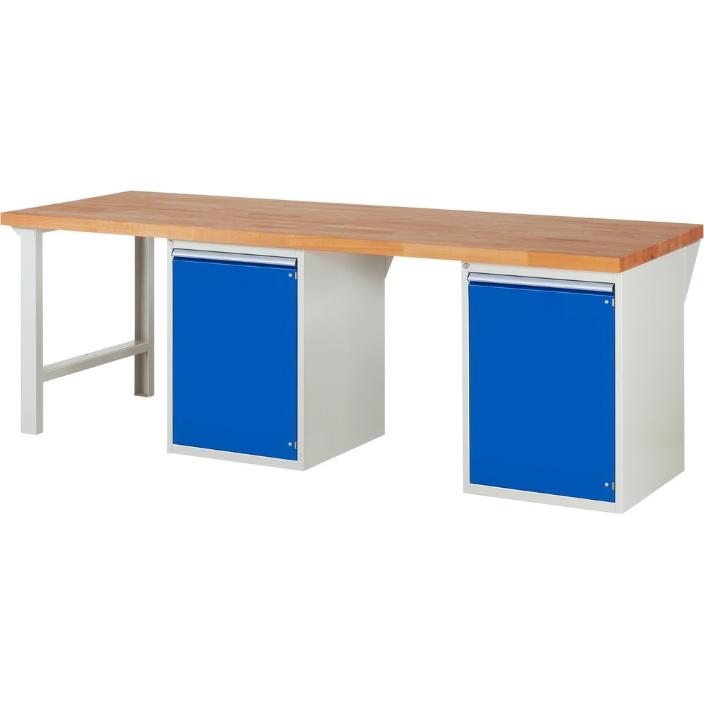 Produktabbildung Nr. 1: RAU Werkbank Serie 7000, 2 Container, HxBxT 890 x 2.500 x 900 mm, 2 Fachböden, 2 Flügeltüren