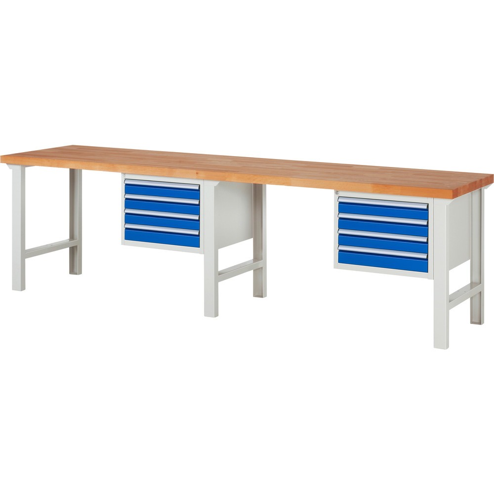 RAU Werkbank Serie 7000, 2 Container, HxBxT 840 x 3.000 x 700 mm, 8 x 100%-Auszug-Schubladen 8 x 90 mm, Schubladen-TK 100 kg Produktabbildung Nr. 1: RAU Werkbank Serie 7000, 2 Container, HxBxT 840 x 3.000 x 700 mm, 8 x 100%-Auszug-Schubladen 8 x 90 mm, Schubladen-TK 100 kg