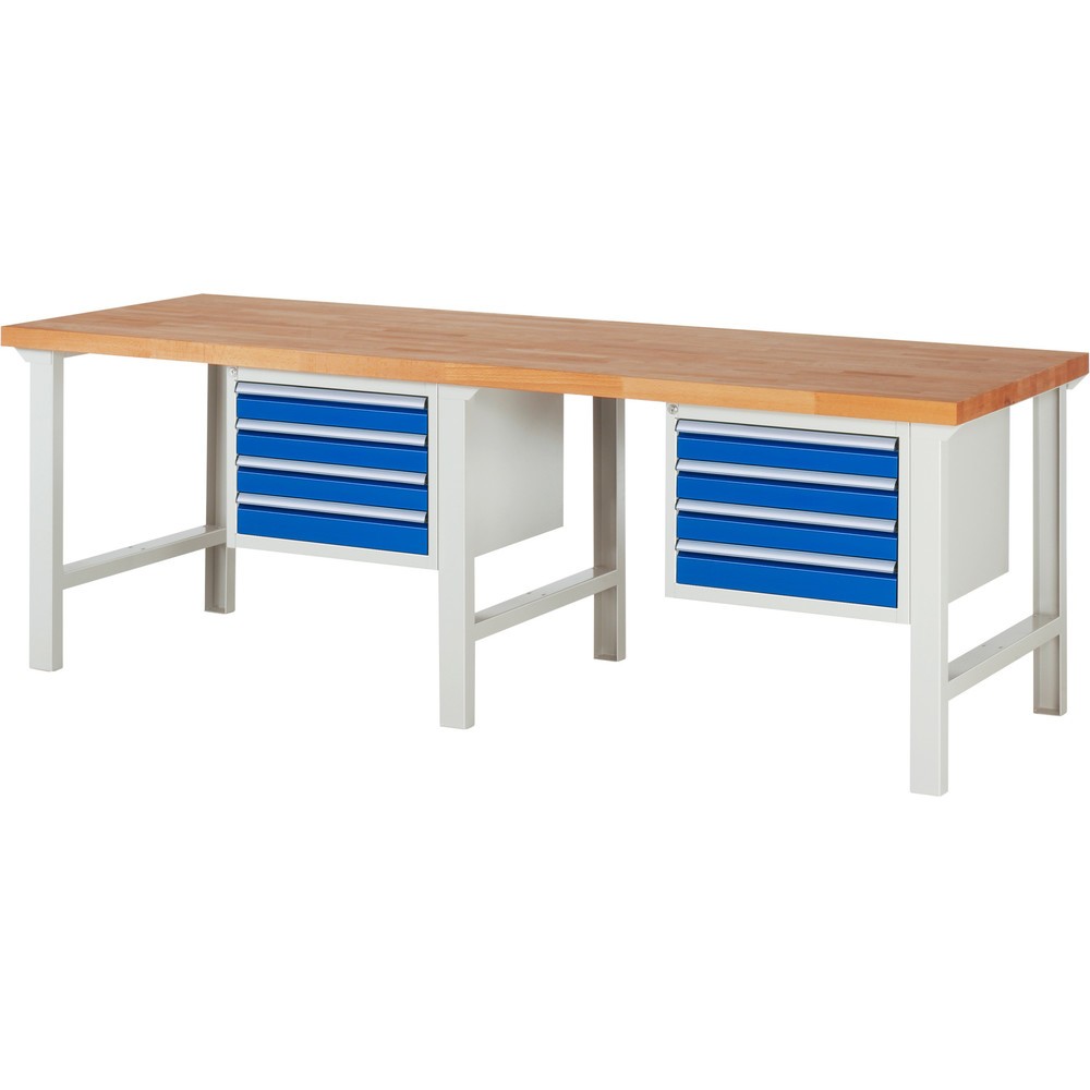 Produktabbildung Nr. 1: RAU Werkbank Serie 7000, 2 Container, HxBxT 840 x 2.500 x 900 mm, 8 x 100%-Auszug-Schubladen 8 x 90 mm