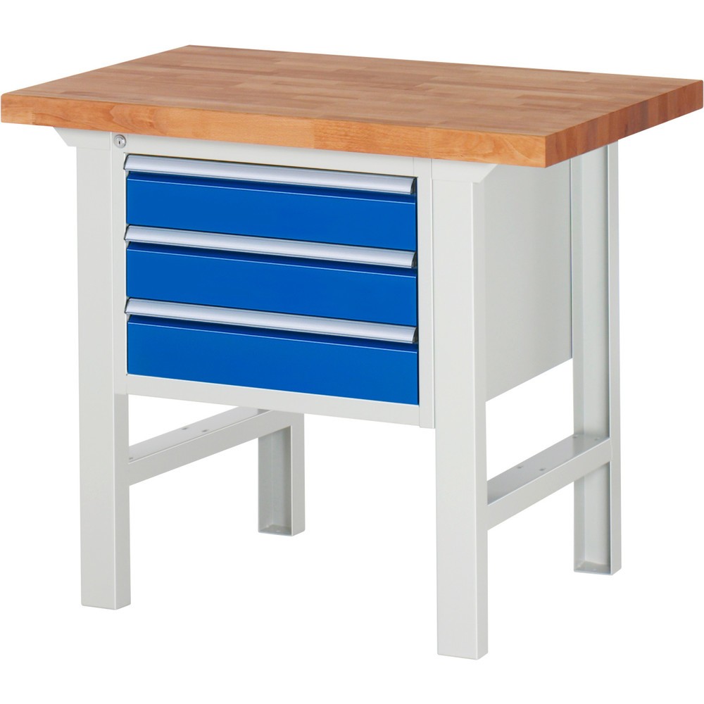 Produktabbildung Nr. 1: RAU Werkbank Serie 7000, 1 Container, HxBxT 840 x 1.000 x 700 mm, 3 x 90%-Auszug-Schubladen 3 x 120 mm, Schubladen-TK 100 kg