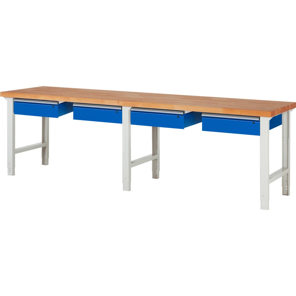 Produktabbildung Nr. 1: RAU Werkbank Serie 7000, HxBxT 790-1.140 x 3.000 x 700 mm, 4 Schubladen 4 x 150 mm