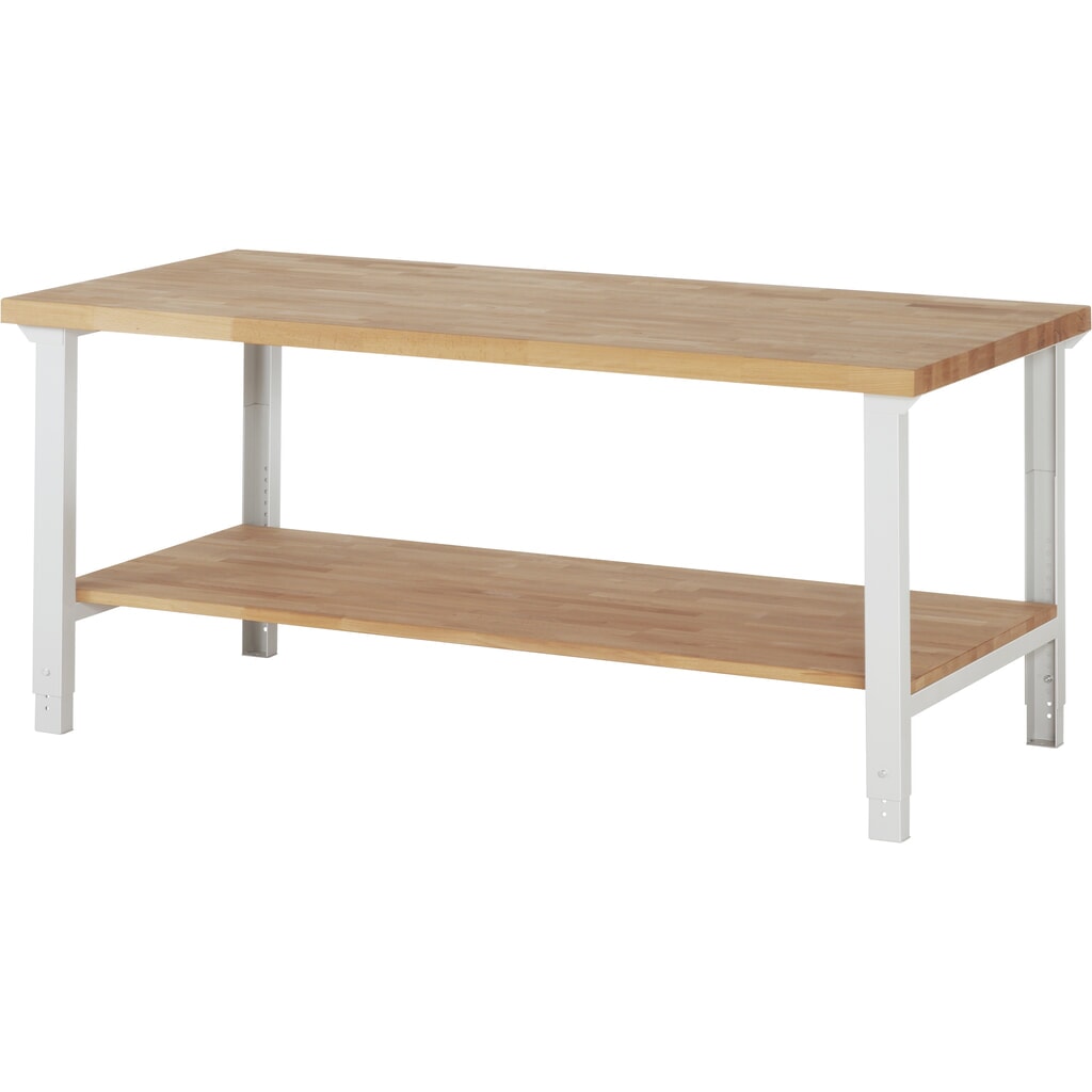 Produktabbildung: RAU Werkbank Serie 7000, HxBxT 790-1.140 x 2.000 x 900 mm, Ablageboden unten