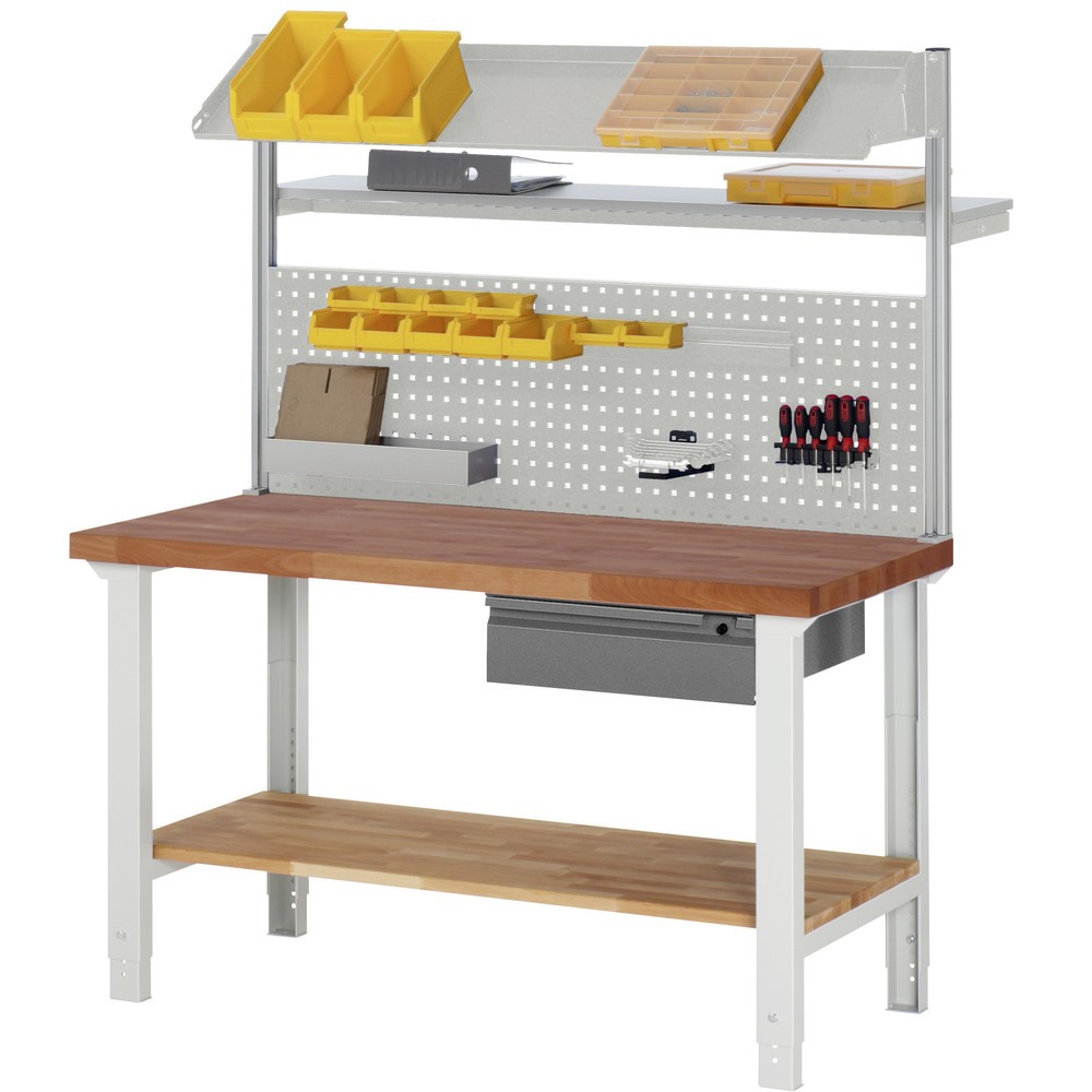 Produktabbildung Nr. 3: RAU Werkbank Serie 7000, Rotbuche-Massiv-Arbeitsplatte, 1 Schublade, HxBxT 790-1.140 x 1.500 x 700 mm, 1 Schublade