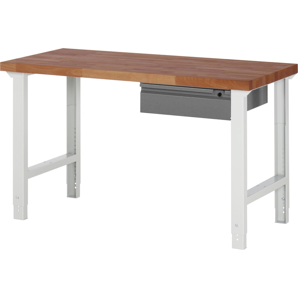 RAU Werkbank Serie 7000, Rotbuche-Massiv-Arbeitsplatte, 1 Schublade, HxBxT 790-1.140 x 1.500 x 700 mm, 1 Schublade Produktabbildung: RAU Werkbank Serie 7000, Rotbuche-Massiv-Arbeitsplatte, 1 Schublade, HxBxT 790-1.140 x 1.500 x 700 mm, 1 Schublade