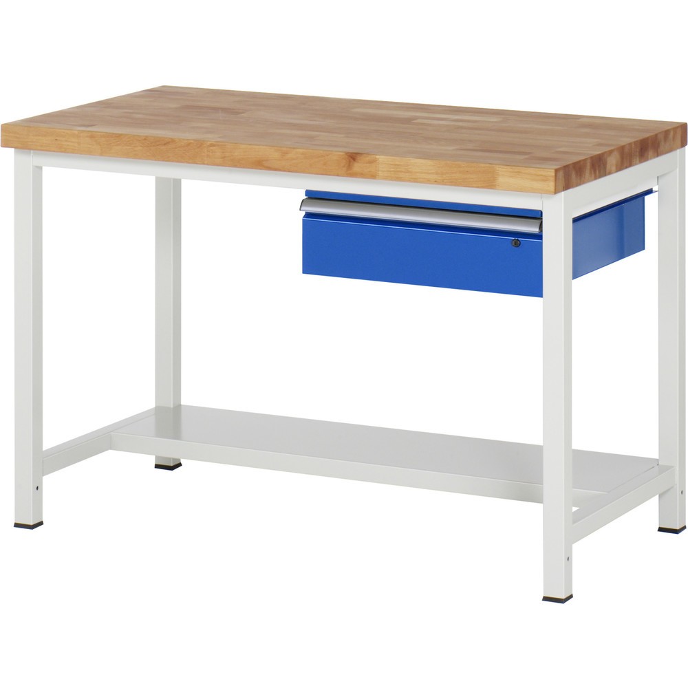 Produktabbildung Nr. 1: RAU Werkbank Serie 8000, HxBxT 840 x 1.250 x 700 mm, 1 Schublade, 1 Ablageboden Tiefe 320 mm