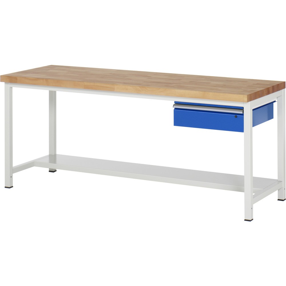 Produktabbildung Nr. 1: RAU Werkbank Serie 8000, HxBxT 840 x 2.000 x 900 mm, 1 Schublade, 1 Ablageboden Tiefe 320 mm