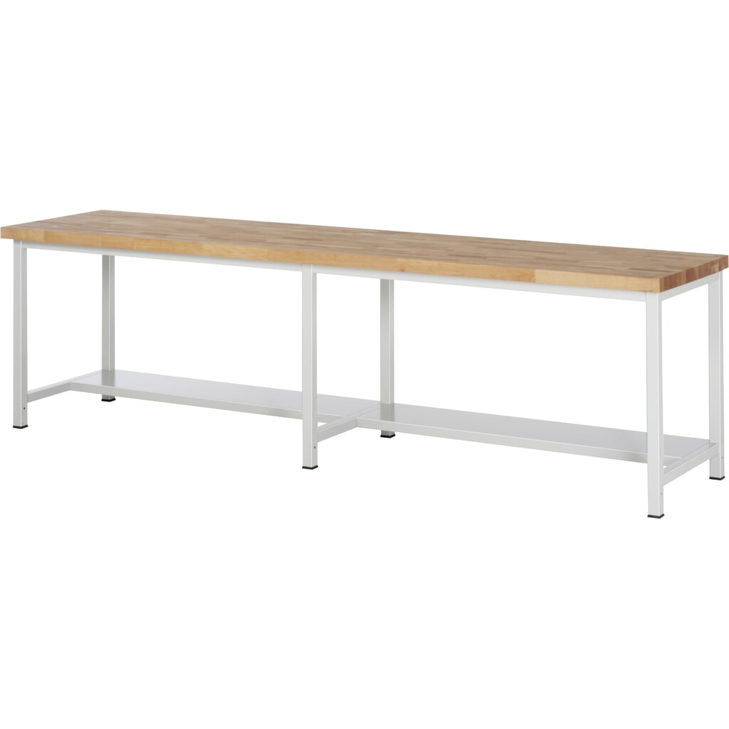 RAU Schwerlastwerkbank Serie 8000, 1 Ablageboden Tiefe 320 mm, HxBxT 840-1040 mm x 3000 mm x 900 mm Produktabbildung: RAU Schwerlastwerkbank Serie 8000, 1 Ablageboden Tiefe 320 mm, HxBxT 840-1040 mm x 3000 mm x 900 mm