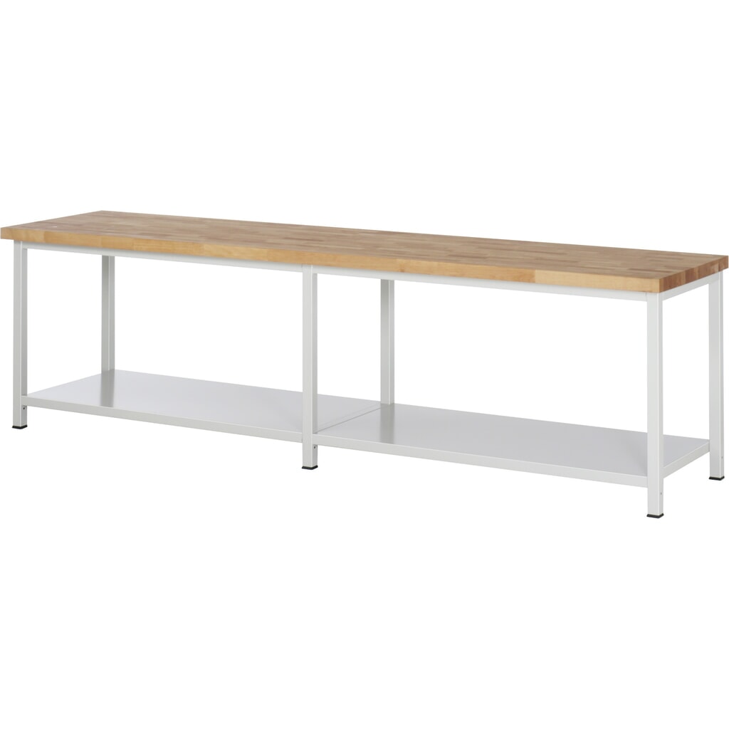 Produktabbildung: RAU Schwerlastwerkbank Serie 8000, 1 Ablageboden Tiefe 650 mm, HxBxT 840-1040 mm x 3000 mm x 700 mm