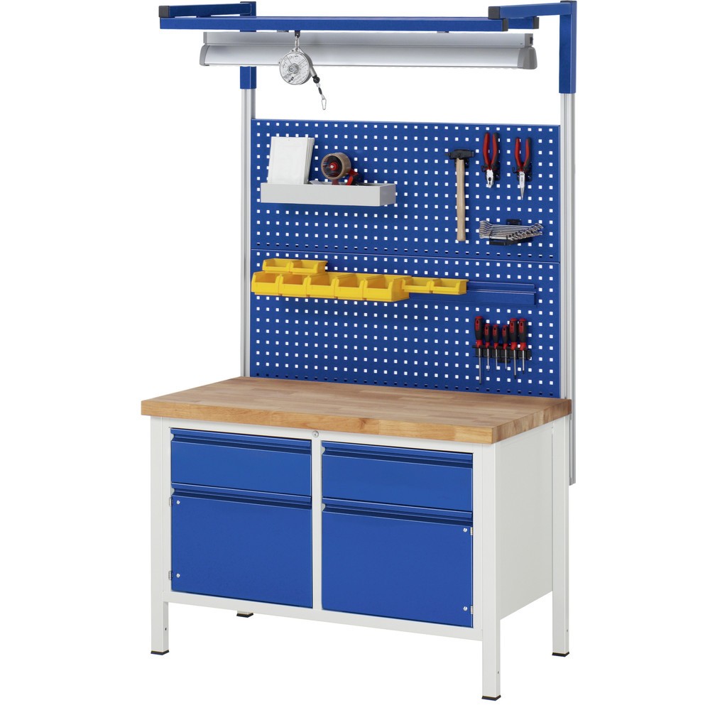 Produktabbildung Nr. 5: RAU Werkbank Serie 8000, 1 Doppel-Container, HxBxT 840-1.040 x 1.250 x 700 mm, 6 x 90%-Auszug-Schubladen 6 x 180 mm