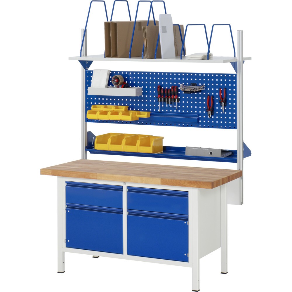 Produktabbildung Nr. 6: RAU Werkbank Serie 8000, 1 Doppel-Container, 2 Flügeltüren, HxBxT 840-1.040 x 1.500 x 700 mm, 2 x 90%-Auszug-Schubladen, Griffleiste