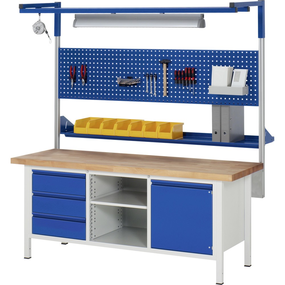 Produktabbildung Nr. 4: RAU Werkbank Serie 8000, 1 Dreifach-Container, 1 Fachboden, HxBxT 840 x 2.000 x 700 mm, 6 x 90%-Auszug-Schubladen 6 x 180 mm