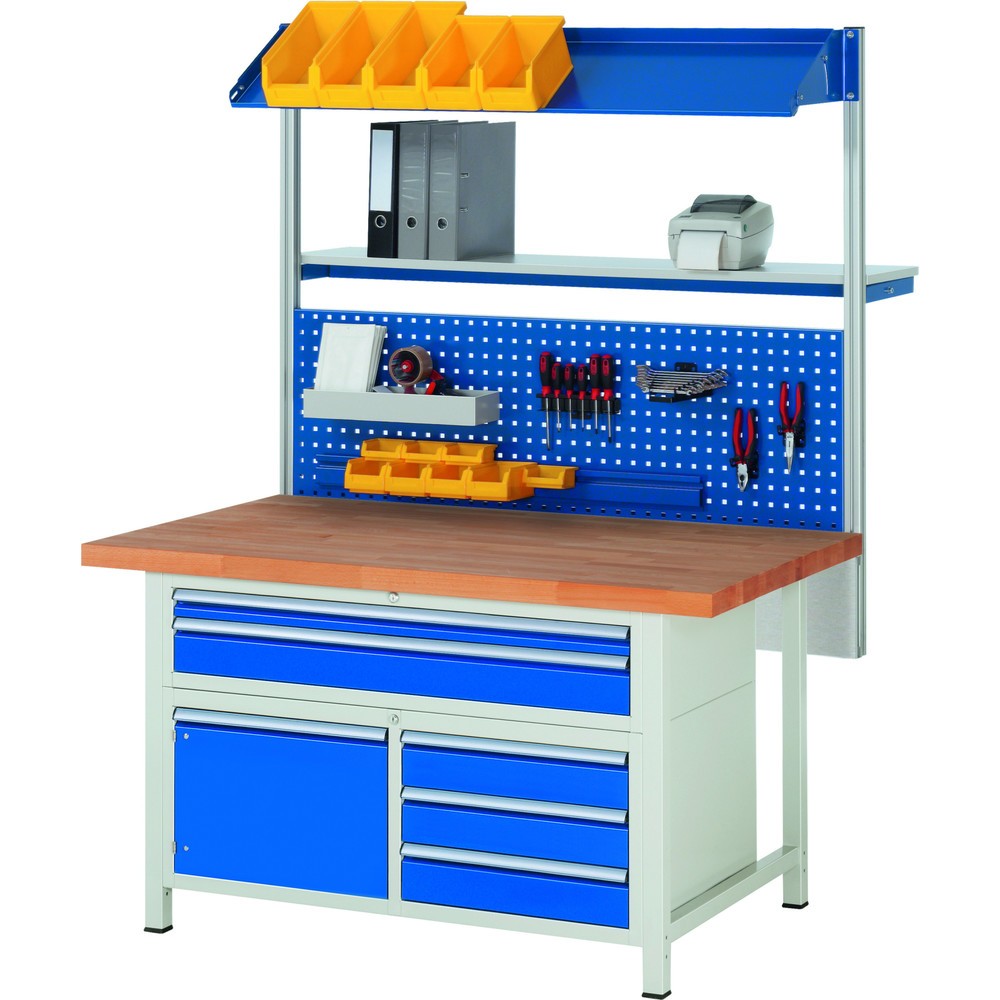 Produktabbildung Nr. 4: RAU Werkbank Serie 8000, 1 Dreifach-Container, 1 Flügeltür, HxBxT 840 x 1.500 x 900 mm, 5 x 100%-Auszug-Schubladen
