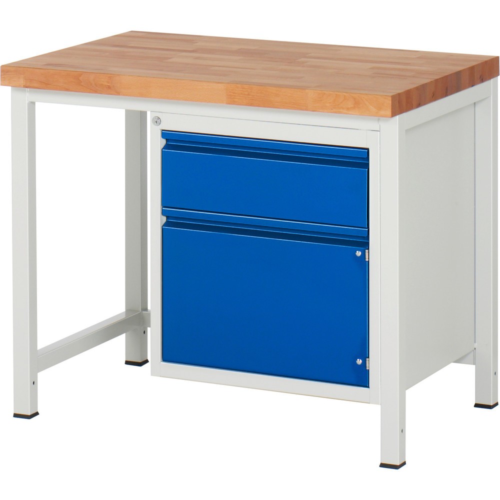 Produktabbildung Nr. 1: RAU Werkbank Serie 8000, 1 Flügeltür, HxBxT 840-1.040 x 1.000 x 700 mm, 1 x 90%-Auszug-Schublade, Griffleiste