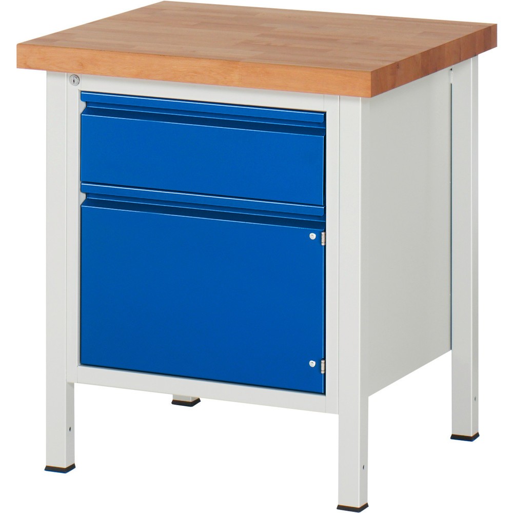Produktabbildung Nr. 1: RAU Werkbank Serie 8000, 1 Flügeltür, HxBxT 840-1.040 x 750 x 700 mm, 1 x 90%-Auszug-Schublade, Griffleiste