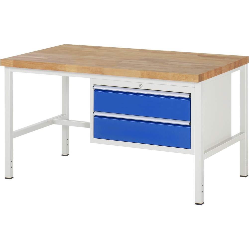 Produktabbildung Nr. 1: RAU Werkbank Serie 8000, HxBxT 840-1.040 x 1.500 x 900 mm, 2 x 100%-Auszug-Schubladen 2 x 180 mm, Schubladen-TK 75 kg