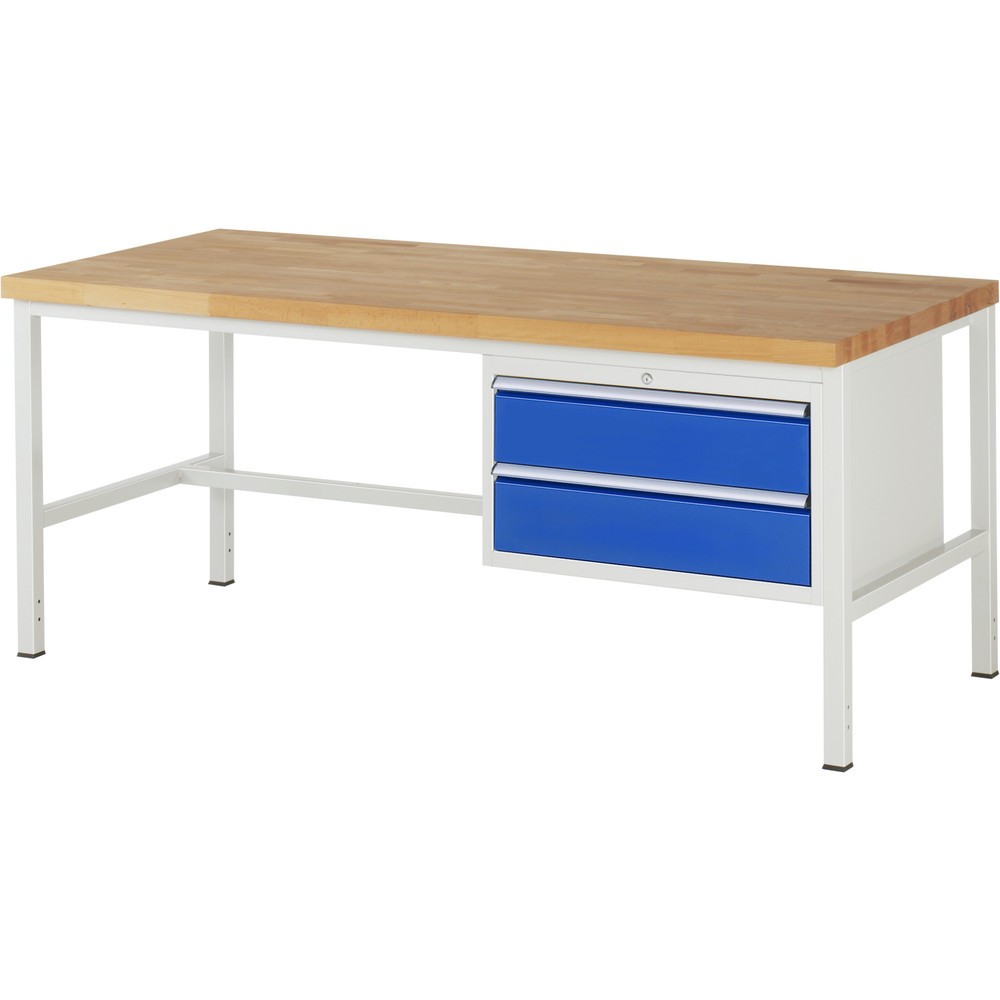 Produktabbildung Nr. 1: RAU Werkbank Serie 8000, HxBxT 840-1.040 x 2.000 x 900 mm, 2 x 100%-Auszug-Schubladen 2 x 180 mm, Schubladen-TK 75 kg