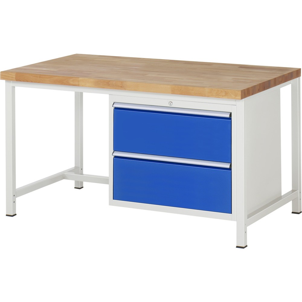 Produktabbildung Nr. 1: RAU Werkbank Serie 8000, HxBxT 840-1.040 x 1.500 x 900 mm, 2 x 90%-Auszug-Schubladen 2 x 270 mm, Schubladen-TK 75 kg