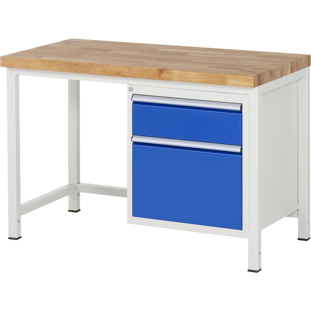 Produktabbildung Nr. 1: RAU Werkbank Serie 8000, HxBxT 840 x 1.250 x 700 mm, 2 x 90%-Auszug-Schubladen 1 x 180, 1 x 360 mm, Schubladen-TK 100 kg