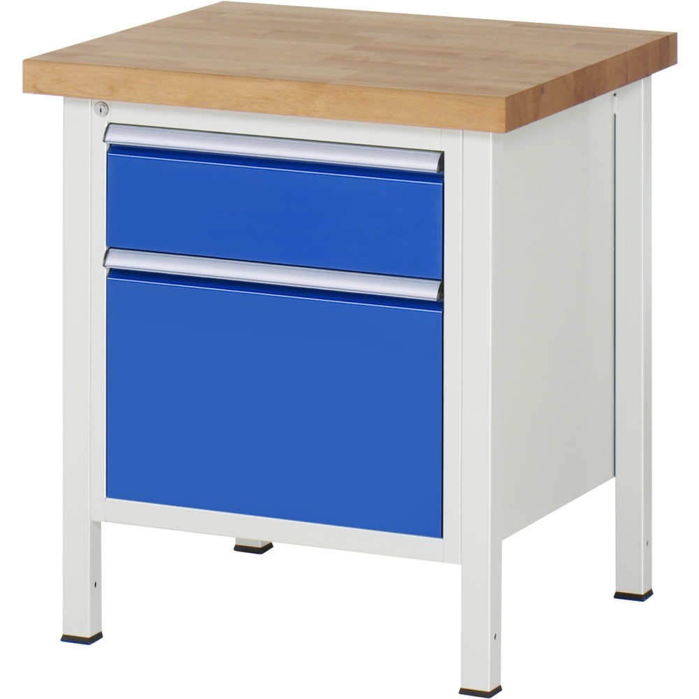 Produktabbildung: RAU Werkbank Serie 8000, HxBxT 840-1.040 x 750 x 700 mm, 2 x 90%-Auszug-Schubladen 1 x 180, 1 x 360 mm, Schubladen-TK 100 kg