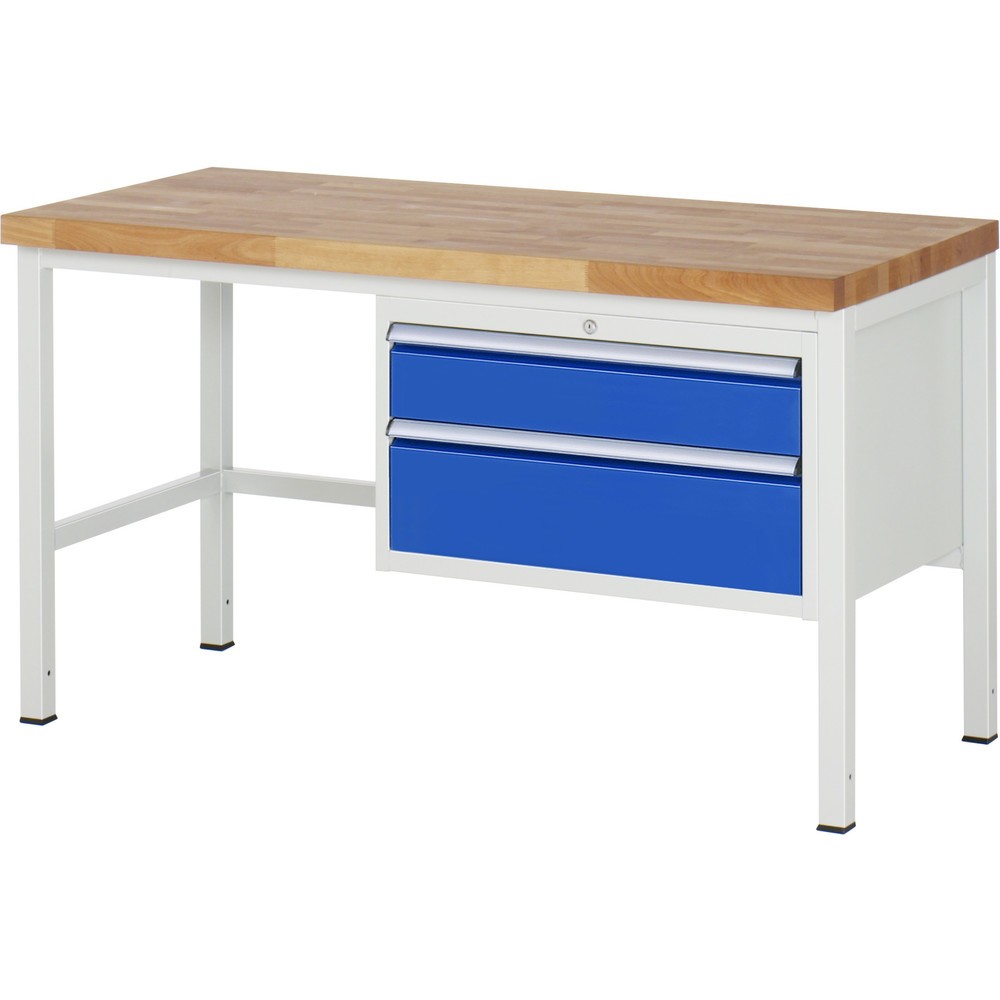 Produktabbildung Nr. 1: RAU Werkbank Serie 8000, HxBxT 840 x 1.500 x 700 mm, 2 x 100%-Auszug-Schubladen 1 x 150, 1 x 210 mm, Schubladen-TK 75 kg