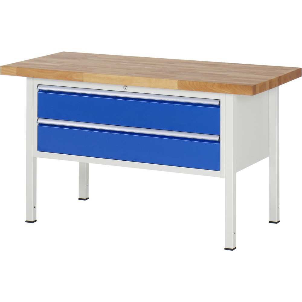 Produktabbildung Nr. 1: RAU Werkbank Serie 8000, HxBxT 840-1.040 x 1.500 x 700 mm, 2 x 100%-Auszug-Schubladen 2 x 180 mm, Schubladen-TK 50 kg