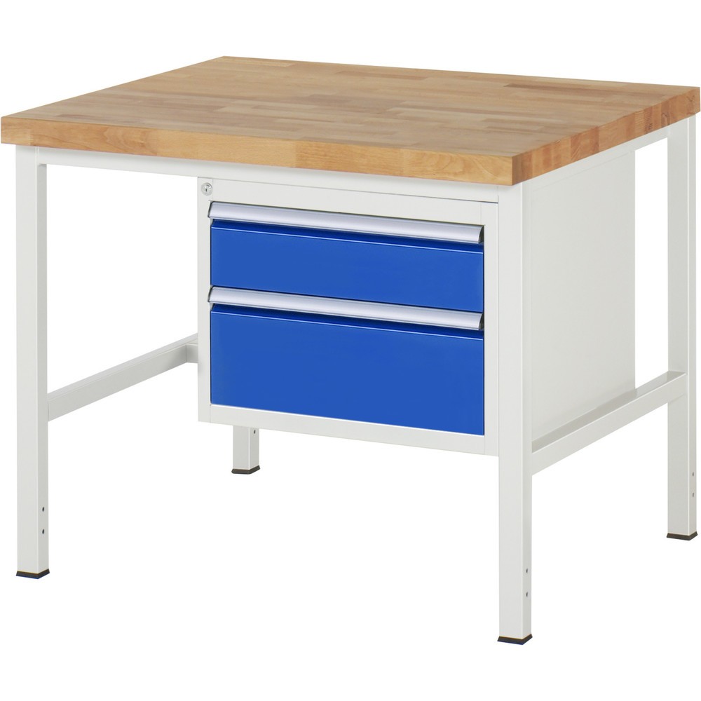 Produktabbildung: RAU Werkbank Serie 8000, HxBxT 840-1.040 x 1.000 x 900 mm, 2 x 90%-Auszug-Schubladen 1 x 150, 1 x 210 mm, Schubladen-TK 100 kg