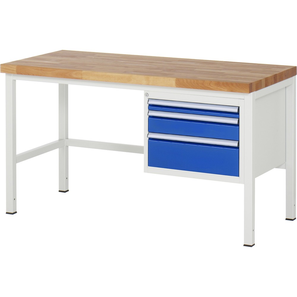 Produktabbildung Nr. 1: RAU Werkbank Serie 8000, HxBxT 840 x 1.500 x 700 mm, 3 x 90%-Auszug-Schubladen 1 x 60, 1 x 120, 1 x 180 mm, Schubladen-TK 100 kg