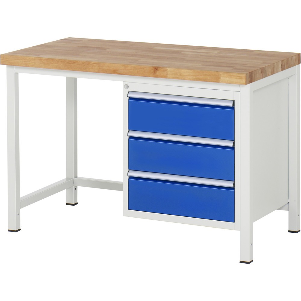 Produktabbildung Nr. 1: RAU Werkbank Serie 8000, HxBxT 840 x 1.250 x 700 mm, 3 x 100%-Auszug-Schubladen 3 x 180 mm, Schubladen-TK 100 kg