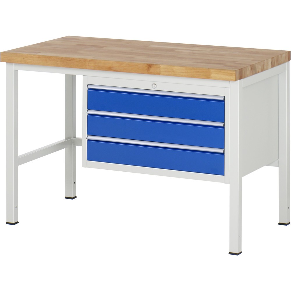 Produktabbildung Nr. 1: RAU Werkbank Serie 8000, HxBxT 840 x 1.250 x 700 mm, 3 x 100%-Auszug-Schubladen 3 x 120 mm, Schubladen-TK 75 kg