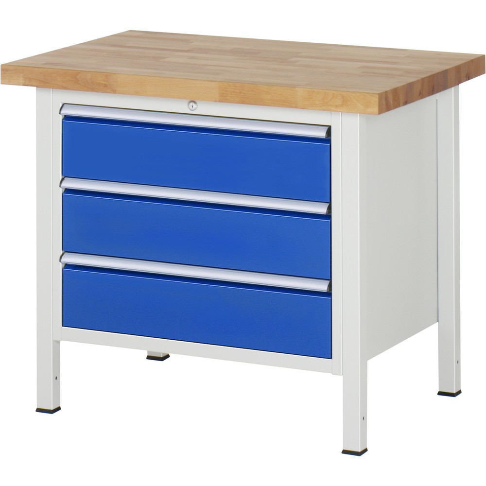 Produktabbildung Nr. 1: RAU Werkbank Serie 8000, HxBxT 840-1.040 x 1.000 x 700 mm, 3 x 90%-Auszug-Schubladen 3 x 180 mm, Breite 680 mm