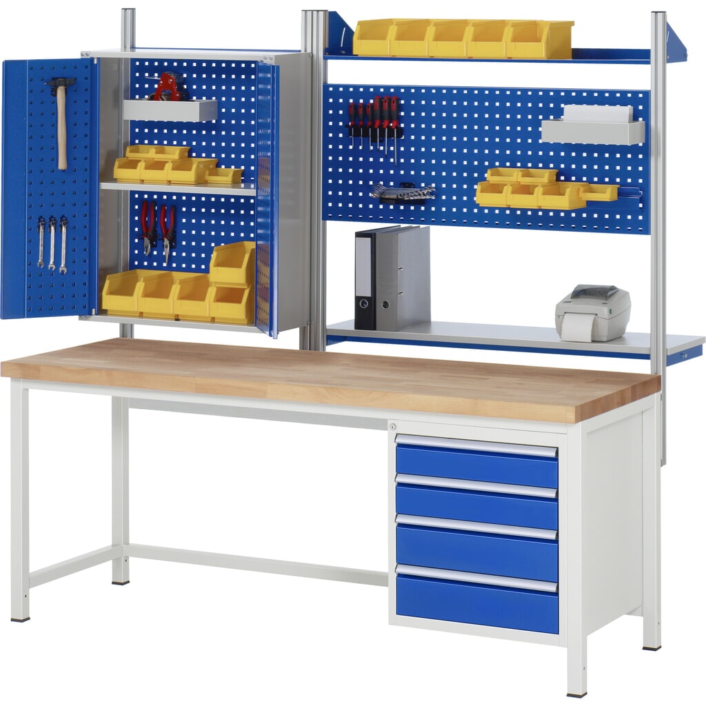 Produktabbildung Nr. 5: RAU Werkbank Serie 8000, HxBxT 840 x 2.000 x 700 mm, 4 x 100%-Auszug-Schubladen 1 x 60, 2 x 90, 1 x 120 mm, Schubladen-TK 100 kg