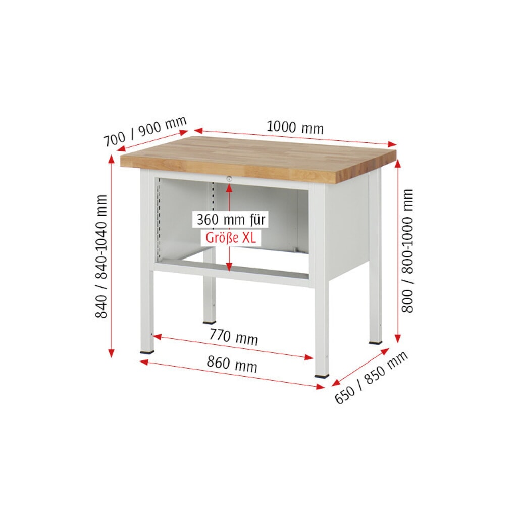 RAU Werkbank Serie 8000, HxBxT 840 x 1.000 x 900 mm, 3 x 90%-Auszug-Schubladen 1 x 60, 1 x 120, 1 x 180 mm, Schubladen-TK 75 kg Produktabbildung Nr. 6: RAU Werkbank Serie 8000, HxBxT 840 x 1.000 x 900 mm, 3 x 90%-Auszug-Schubladen 1 x 60, 1 x 120, 1 x 180 mm, Schubladen-TK 75 kg