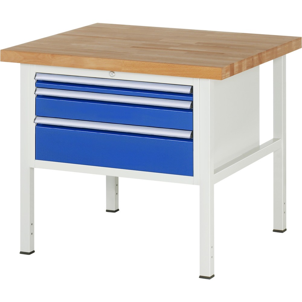 Produktabbildung Nr. 1: RAU Werkbank Serie 8000, HxBxT 840 x 1.000 x 900 mm, 3 x 100%-Auszug-Schubladen 1 x 60, 1 x 120, 1 x 180 mm, Schubladen-TK 75 kg