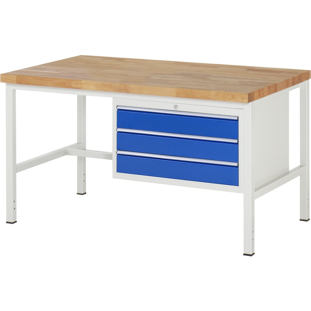 Produktabbildung Nr. 1: RAU Werkbank Serie 8000, HxBxT 840-1.040 x 1.500 x 900 mm, 3 x 100%-Auszug-Schubladen 3 x 120 mm, Schubladen-TK 75 kg